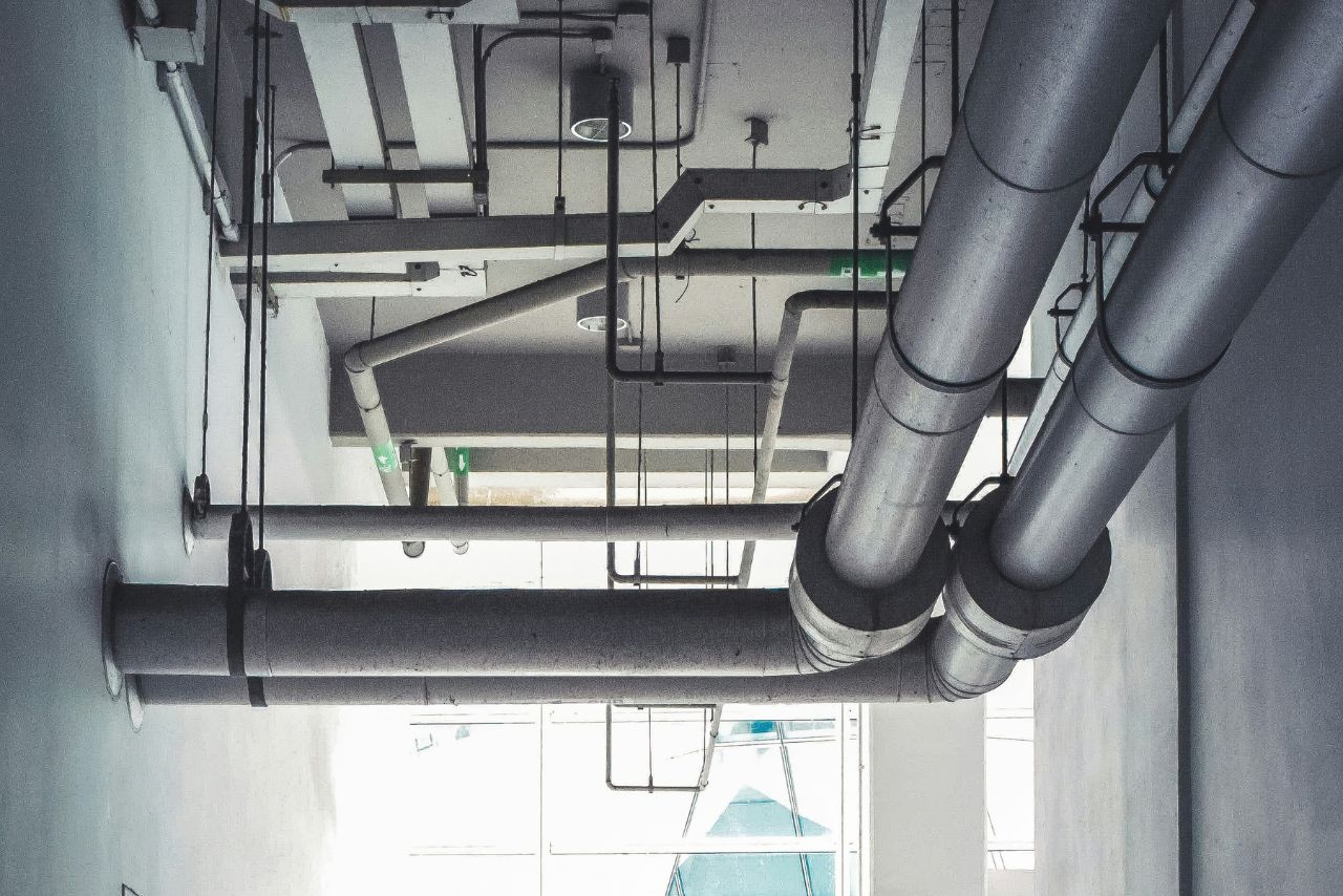 Fume cupboard ductwork in a university